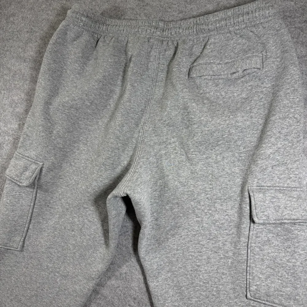 Nike Club Fleece Cargo Joggers Mens L Gray Sweatpants Training Athletic Casual